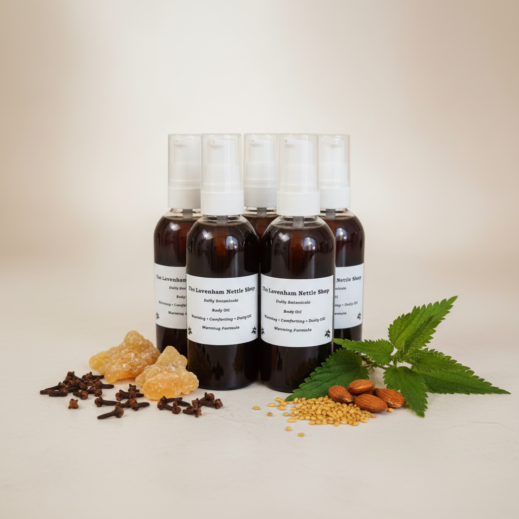 Daily Botanicals Body Oil - 5 Bottles with Clean Background